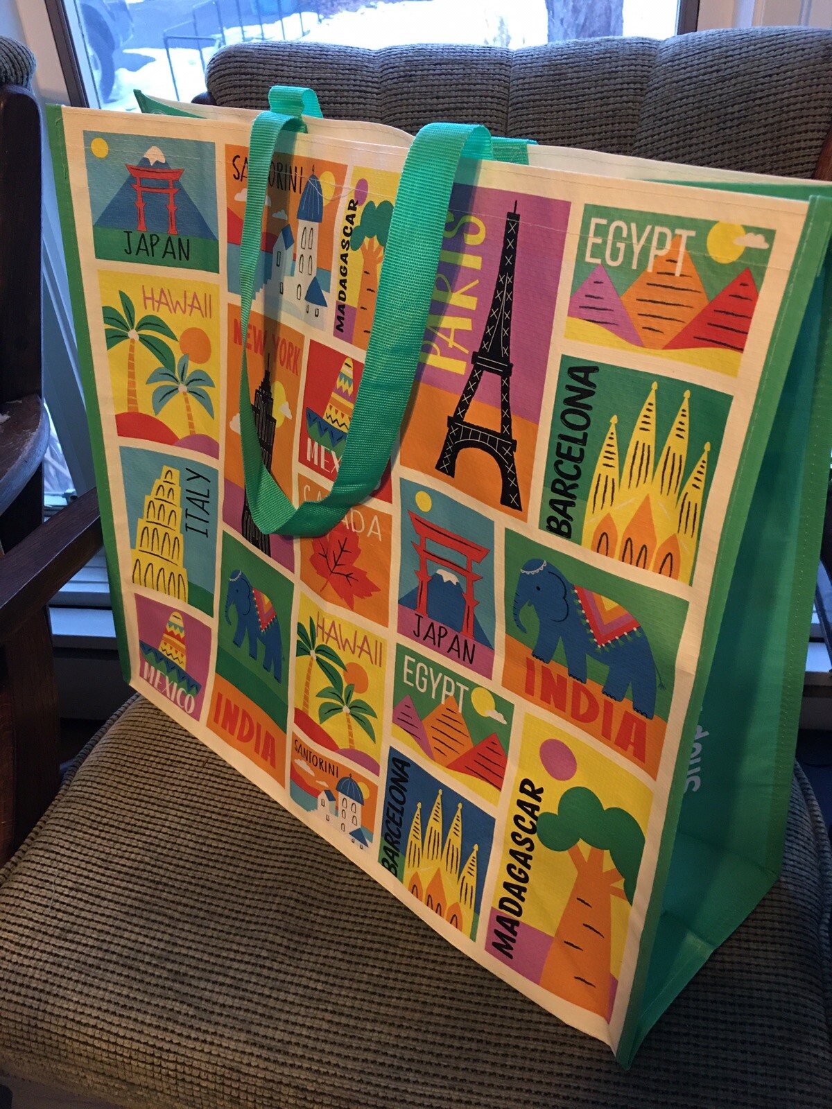 Travel Destination~NY PARIS EGYPT MEXICO Reusable Shopping Bag EcoTote Marshalls