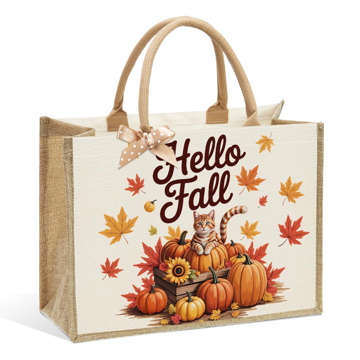 CHQIUCR Autumn Pumpkin Canvas Tote Bag Large Reusable Grocery Bag 16.7×12.5×7.5