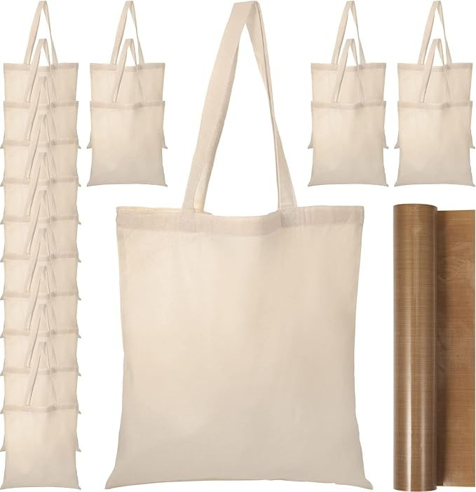 20 Pcs Canvas Tote Bags 15 x 16 Inch Blank Natural Cotton Tote Bags Bulk Reus…