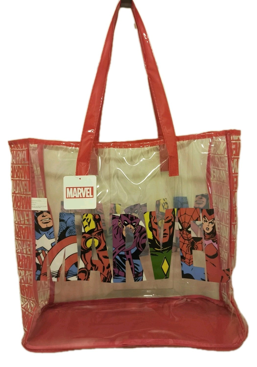Marvel Superhero’s XL TRANSPARENT Red Reusable Tote/Shopping/Gift Bag🆓Shipping!