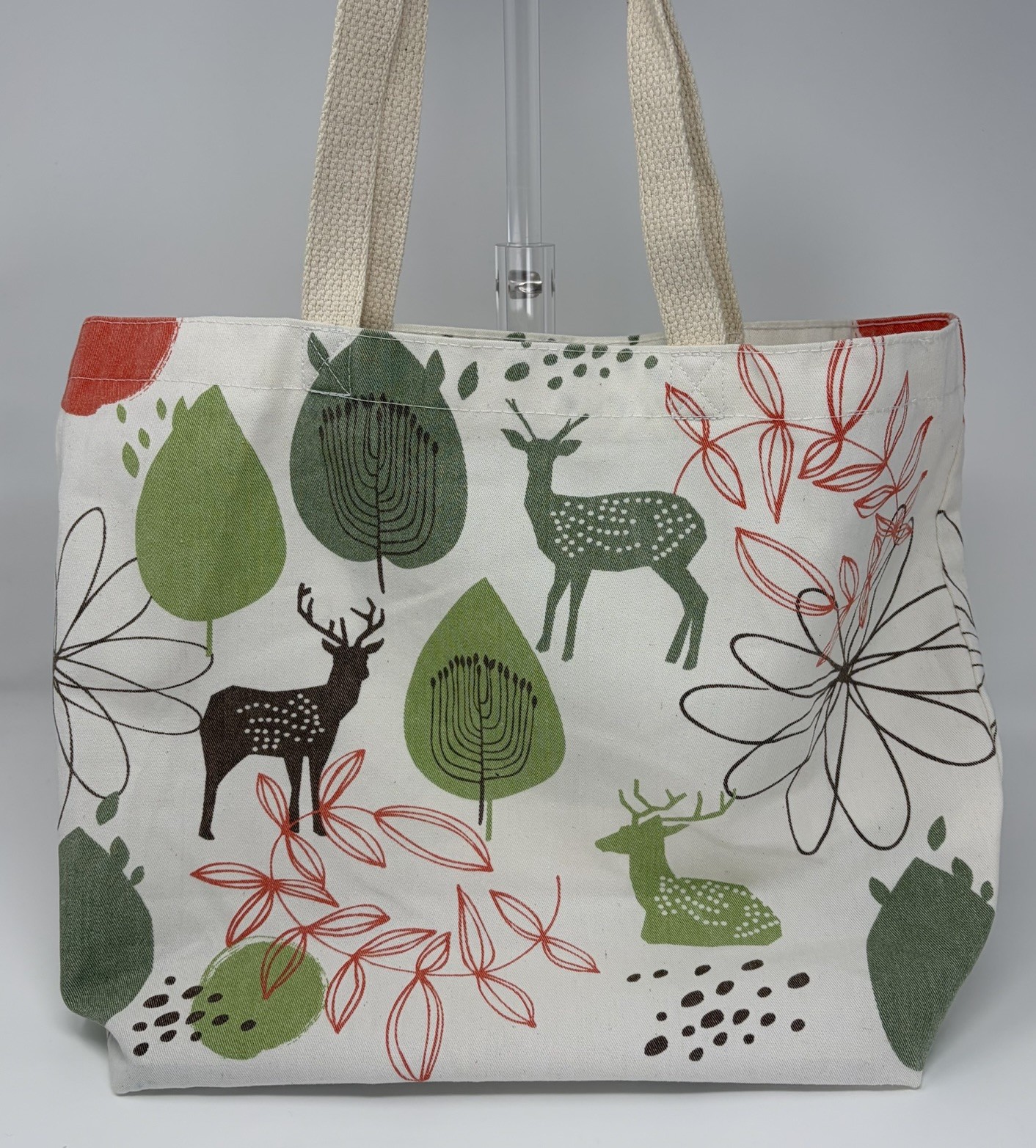 Earthwise Canvas Tote Bag Deer Tree Print Reusable Grocery Shop Eco Made In USA