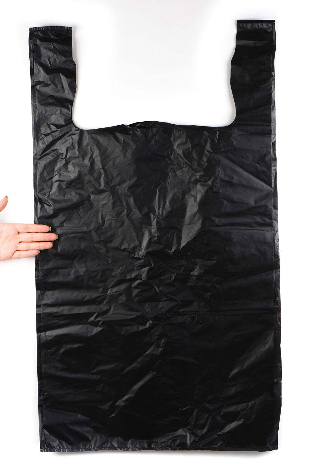 Plastic Black Jumbo T-Shirt Shopping Grocery Bags Multi Purpose 18″ x 8″ x 32″