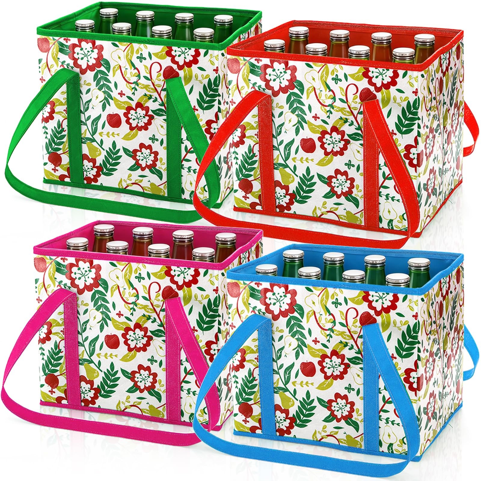 4 PCS Reusable Grocery Bags Large Heavy Duty Shopping Tote Foldable 50 Lbs