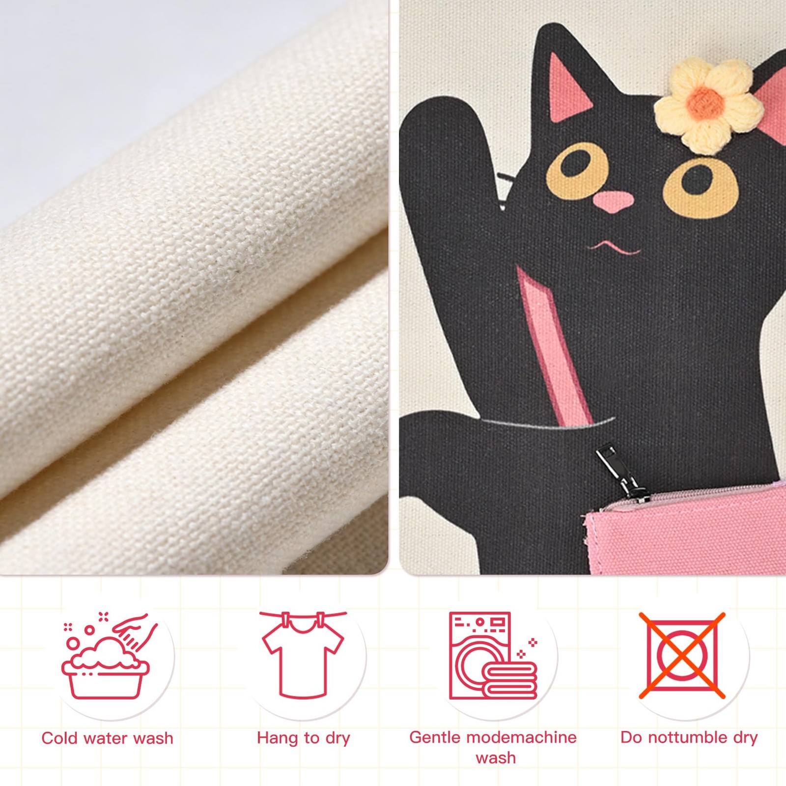 Black Cat Tote Bag with Cute Dangle Legs Canvas Aesthetic Shoulder Bag for Re…