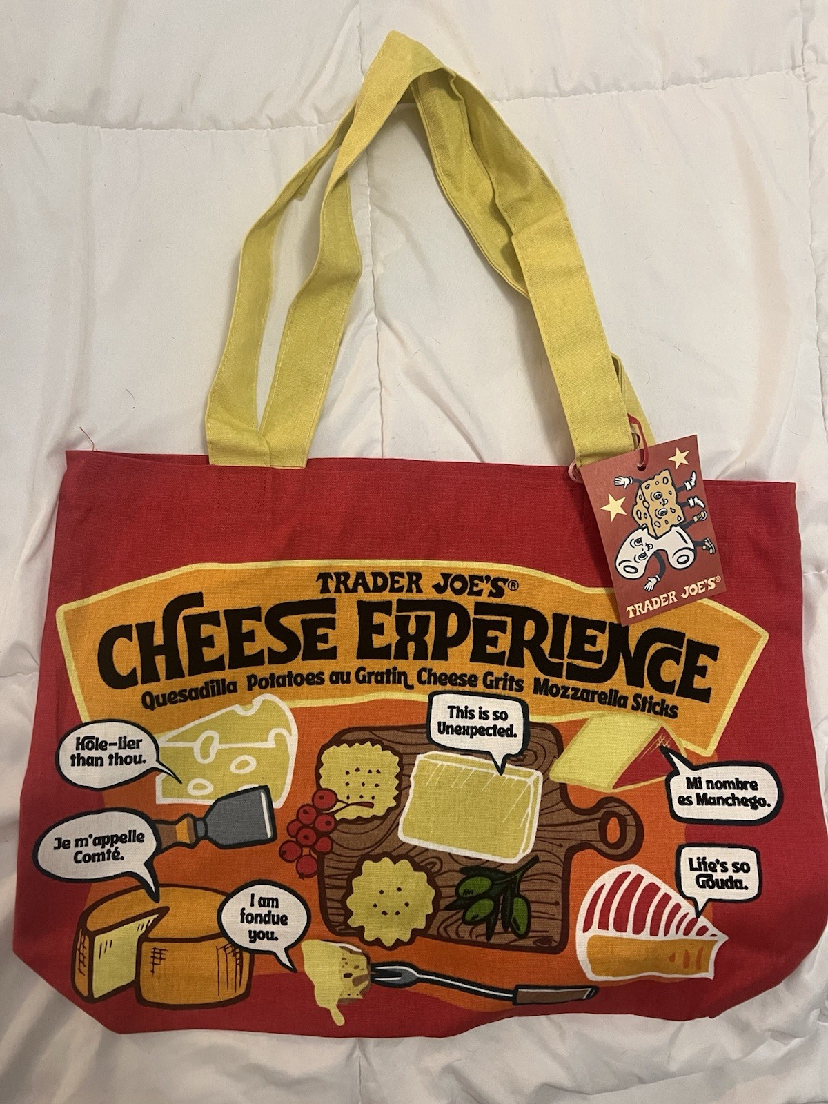Trader Joe’s Large Cheese Adventures Canvas Tote Bag Limited Edition