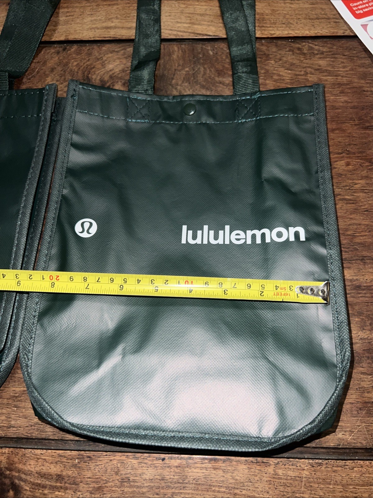 Lululemon Reusable Shopping Tote Bag Medium Forest Green Lot Of 2