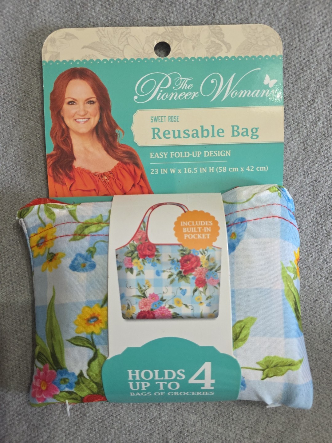 Pioneer Woman sunny days Reusable Grocery Bag Foldable 23 x 16.5 inch