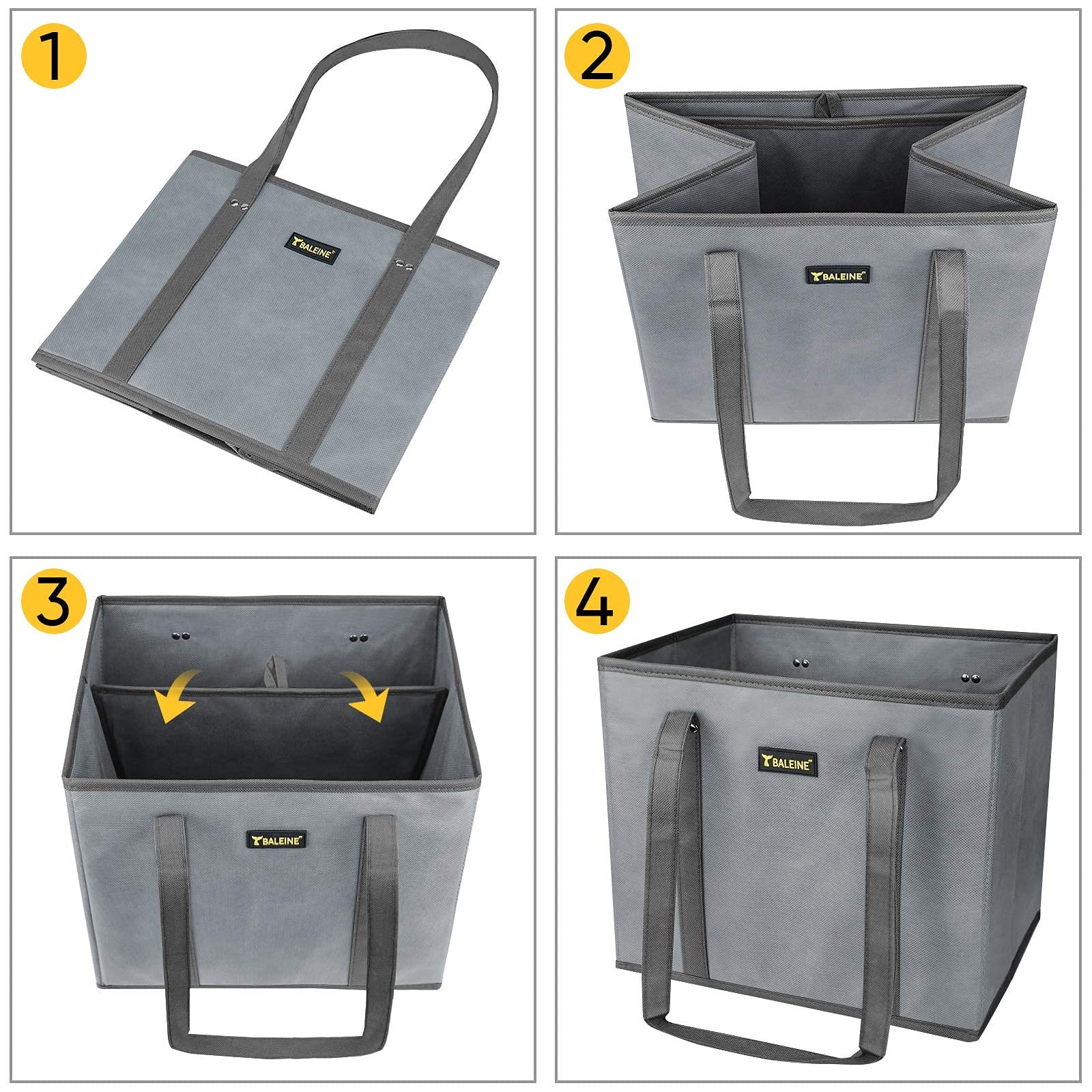 3 PCS Reusable Grocery Bags Foldable Shopping Reindeers Reinforced Handles