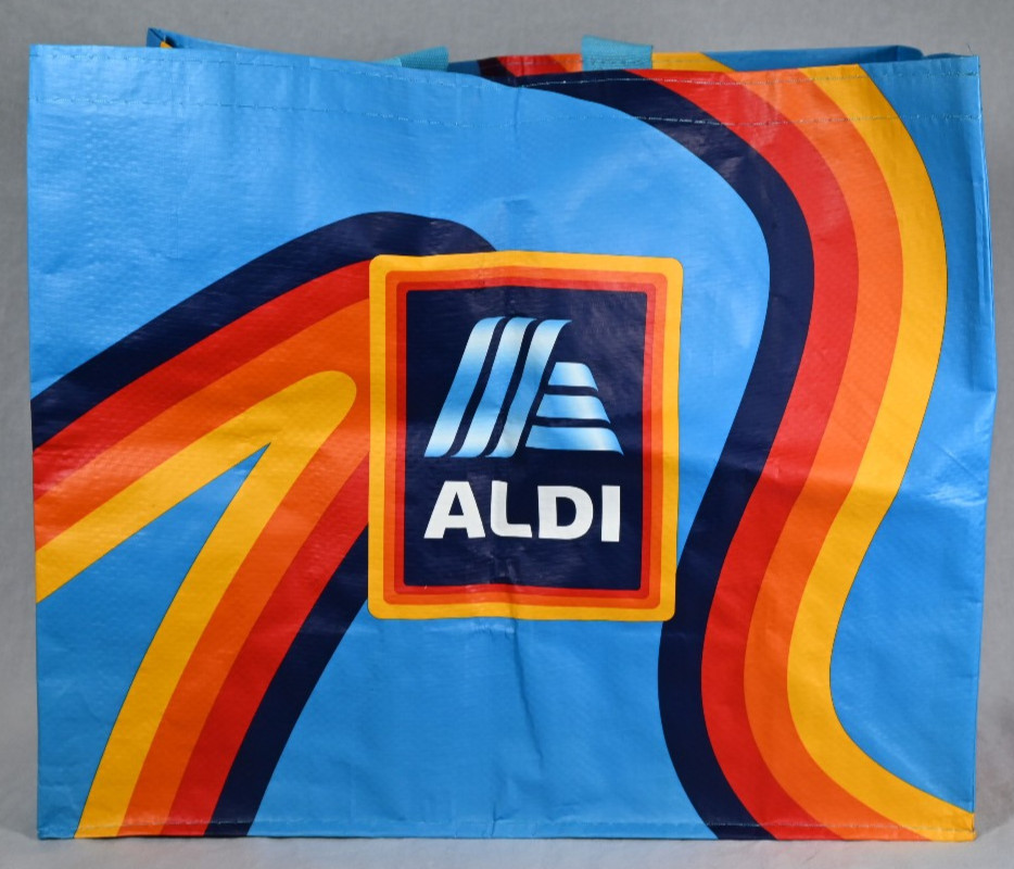ALDI Reusable Tote Shopping Bag Rainbow Multi Color Classic Carry w/ Tag
