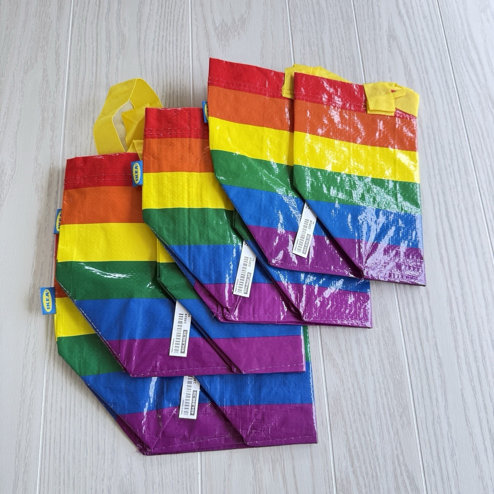 Ikea Lot of 4 Storstomma Small Rainbow Totes – Reusable Pride Bags 404.848.35