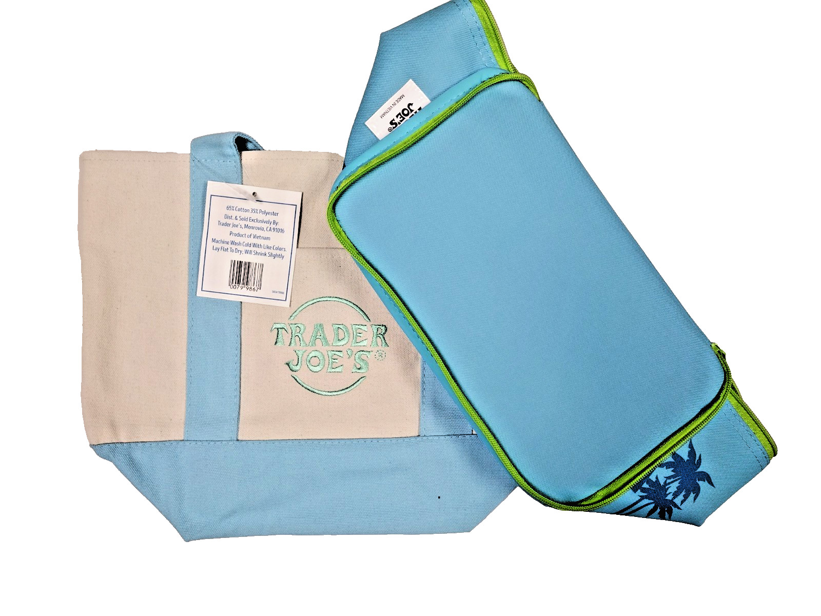 Combo of Trader Joe’s Mini Tote & 1.5 Mini Insulated Lunch Bag in Pastel Blue