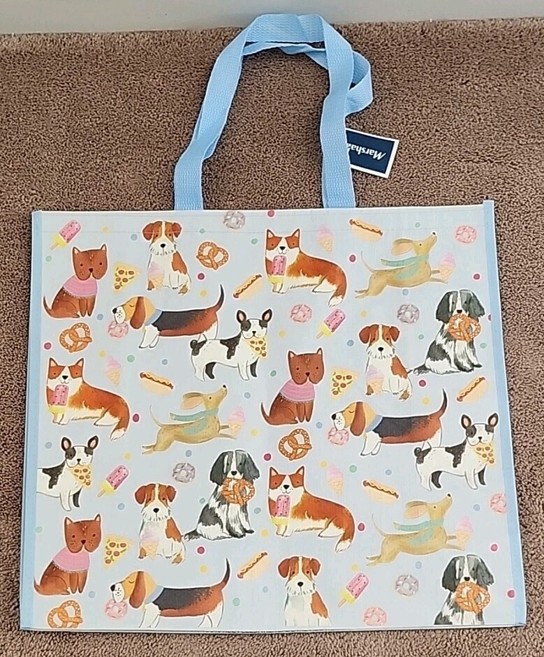New Marshalls Cute Dogs With Fancy Snacks – Large Reusable Shopping Tote Eco Bag