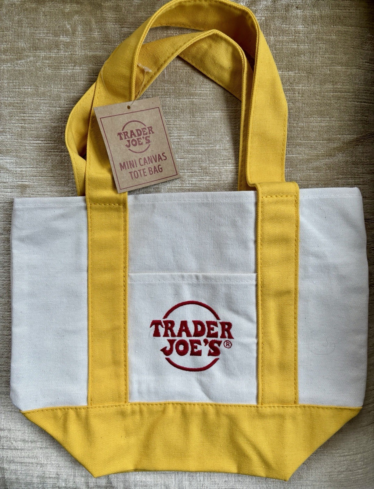 Trader Joe’s Mini Canvas Tote Bag – Set Of 4 Red Blue Green Yellow NEW WITH TAGS