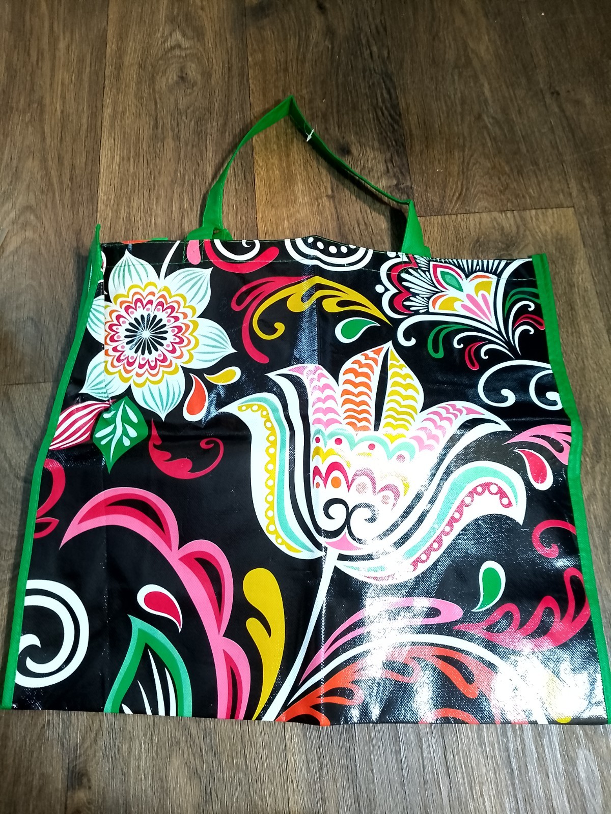 Multicolored flowers reuseable shopping bag 19x7x17 inches