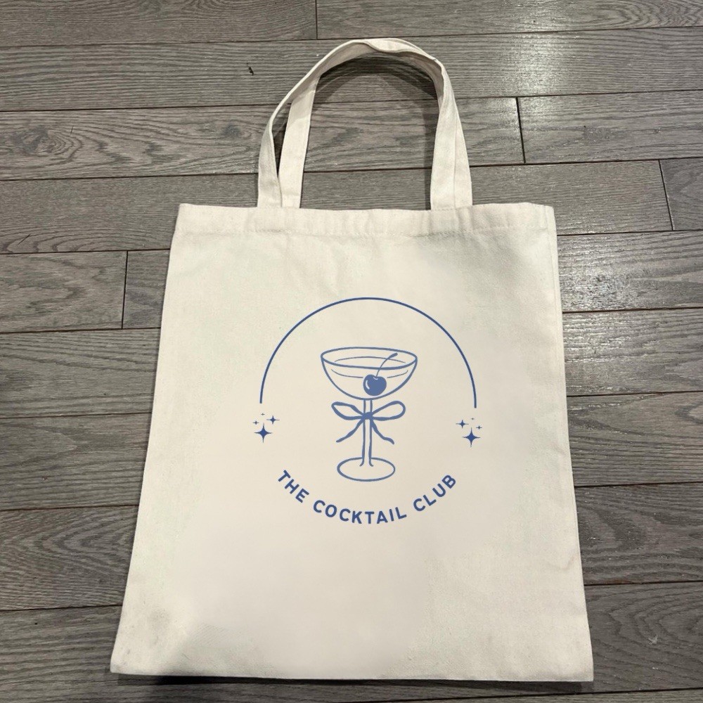 Martini Cocktail Club Tote Bag, Minimalist Line Art