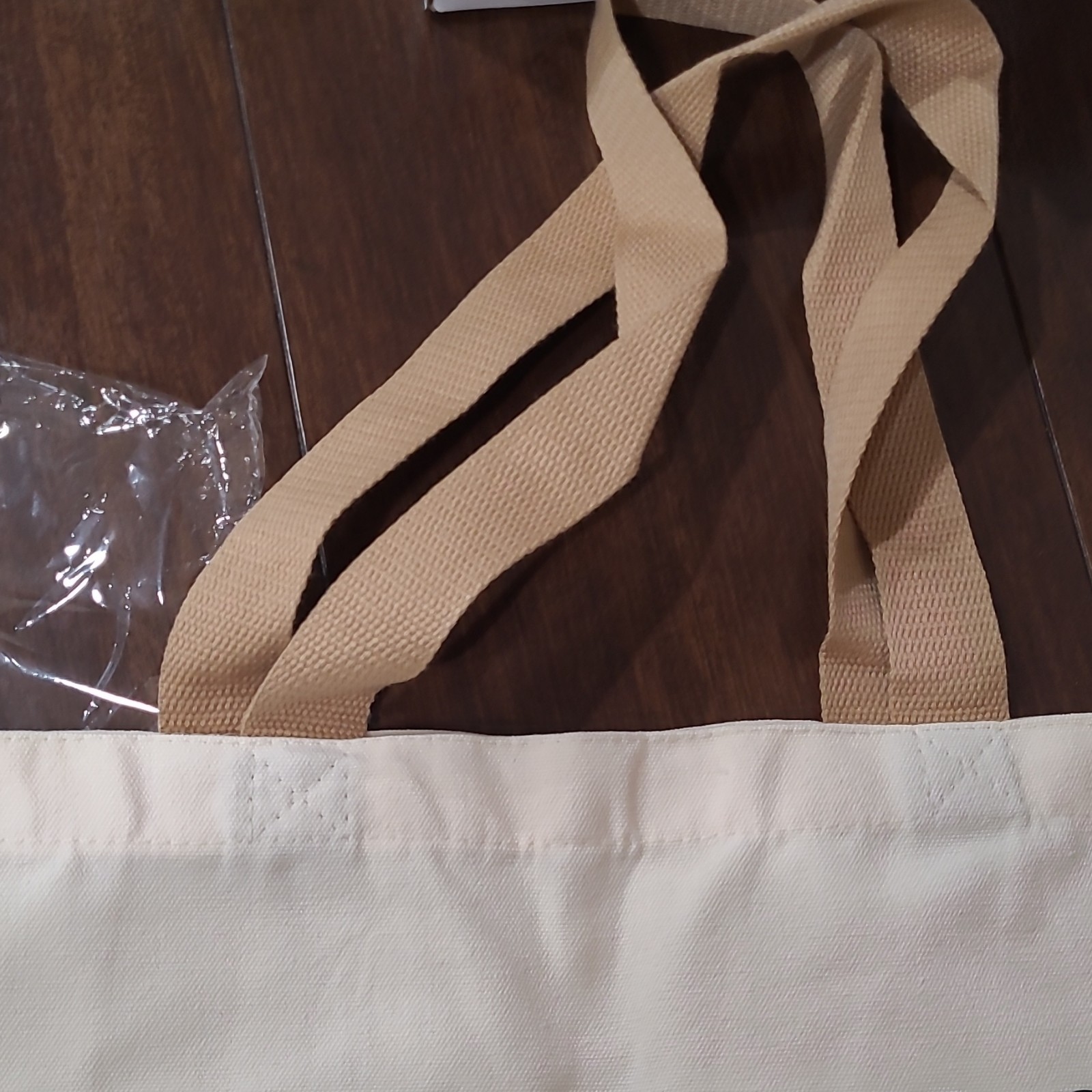 Honeymoon Vibes Text Reusable Tote Bag Beige/Black 18in L x 15in H