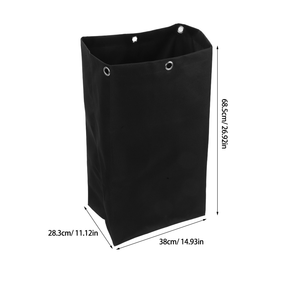 Replacement Cleaning Cart Bag Black Oxford Cloth With Reinforced Metal