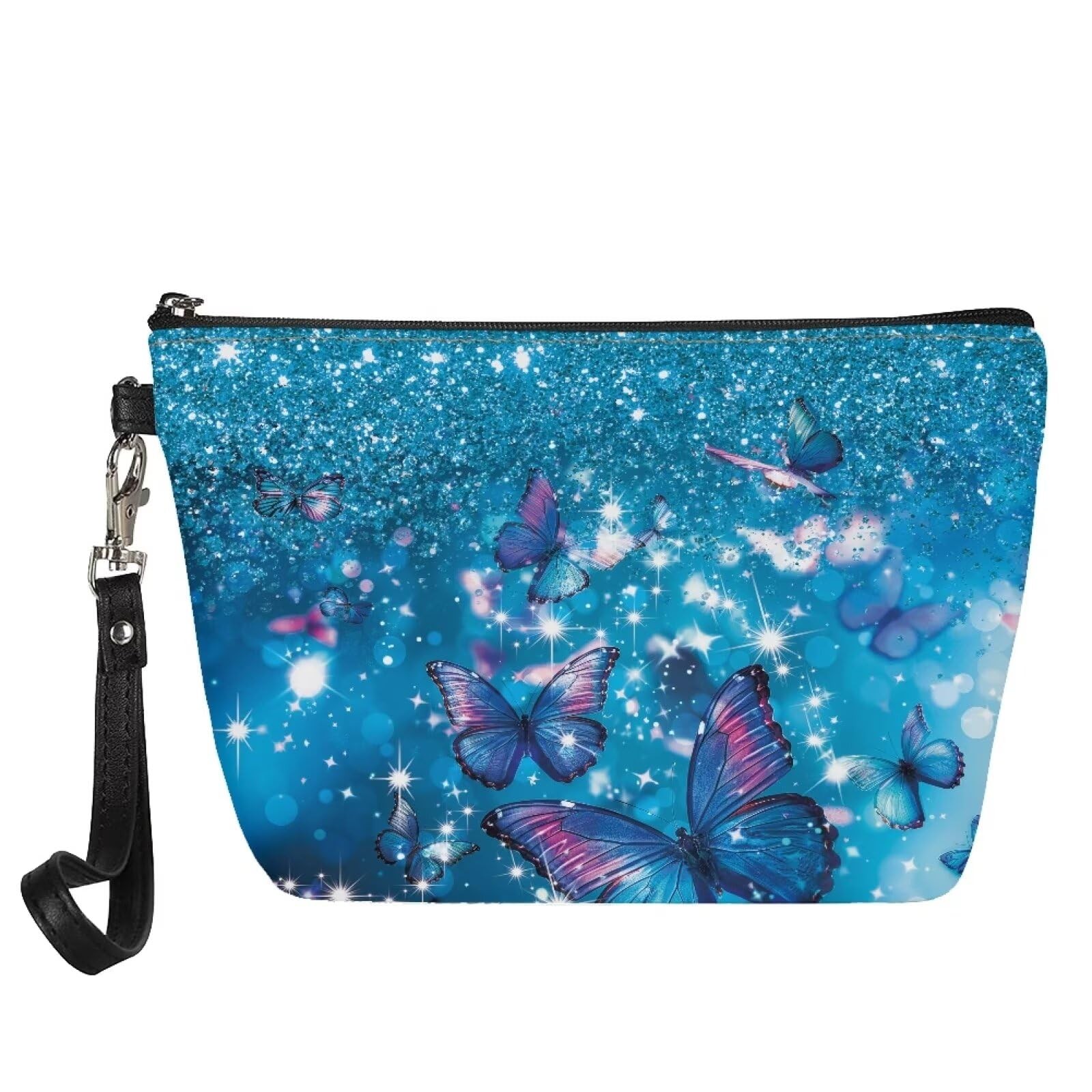 GIFTPUZZ Butterfly Cosmetic Bag for Women Girls Blue One Size,