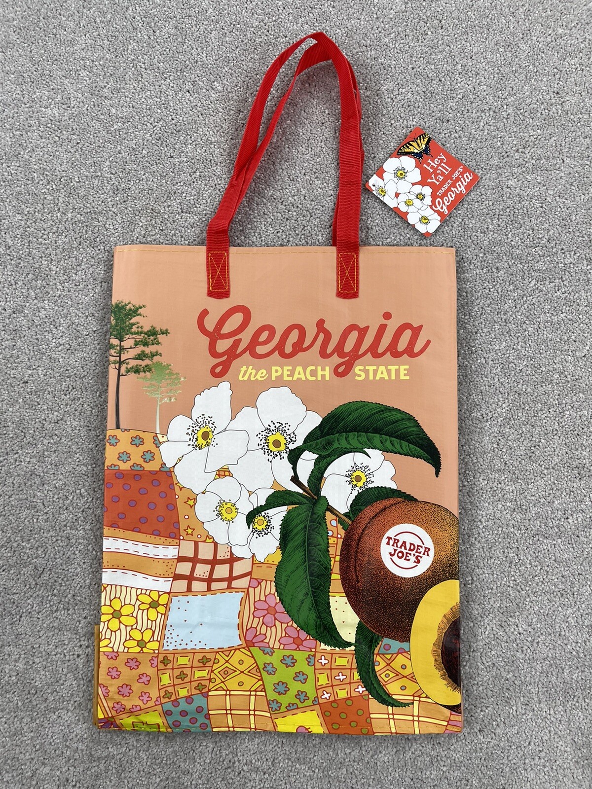 Trader Joe’s Georgia 2024 Reusable Tote Bag Peach State Shopping Grocery Ltd Ed
