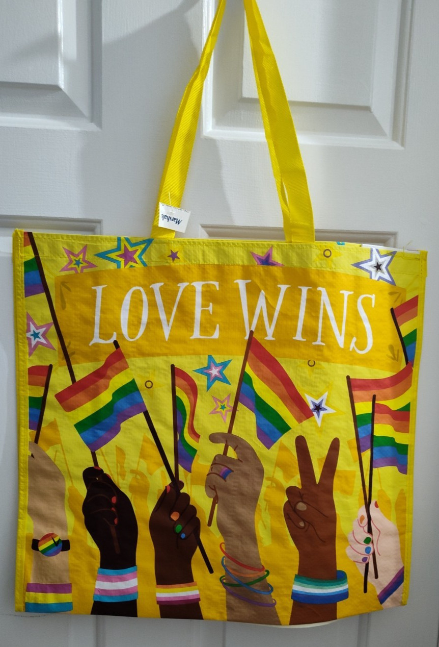 Marshalls Reusable Shopping Bag LOVE WINS Gay Pride Themed New