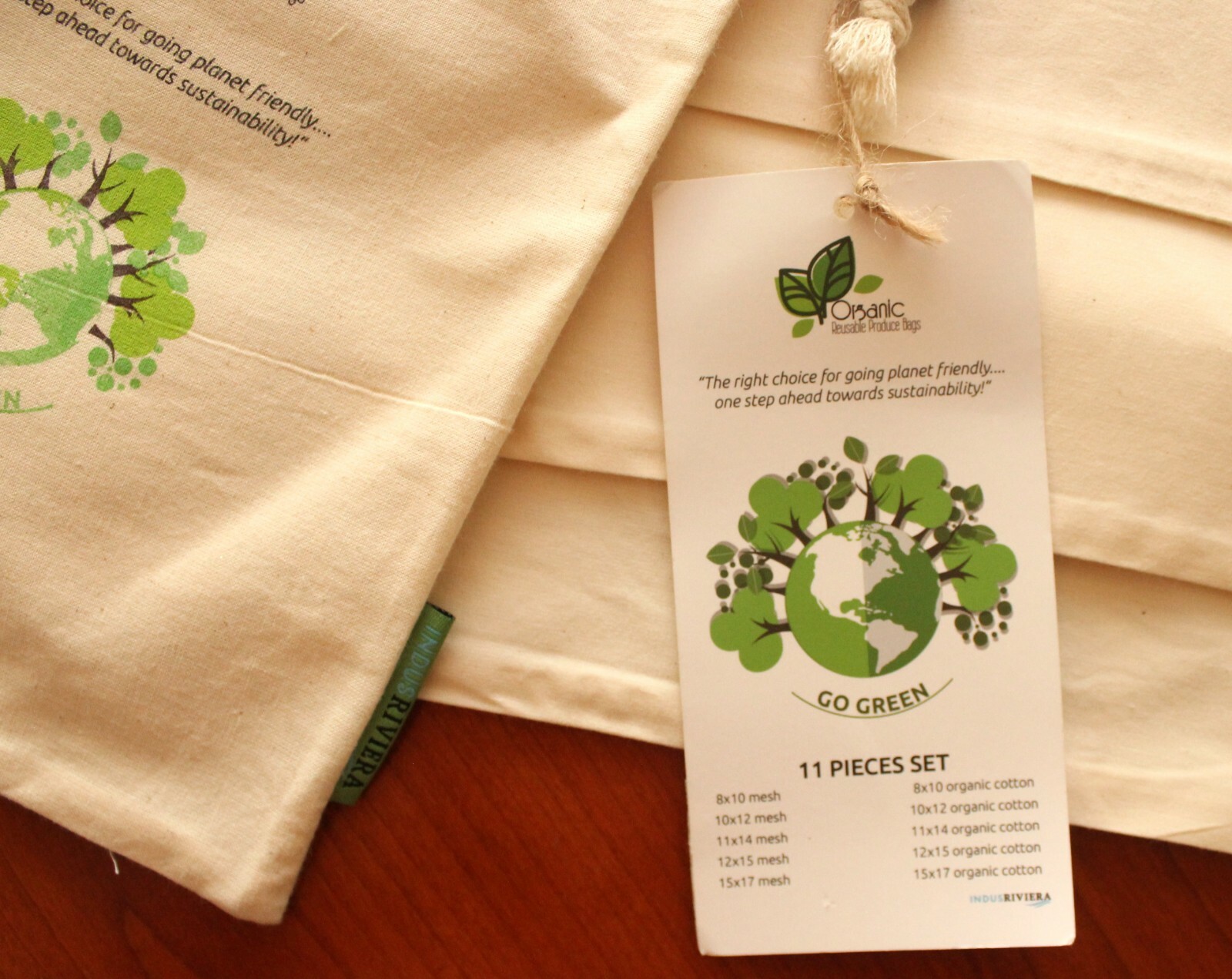 Mesh & Cotton Produce 11 Grocery Bags Organic Go Green 8X10-15X17 Drawstring NEW