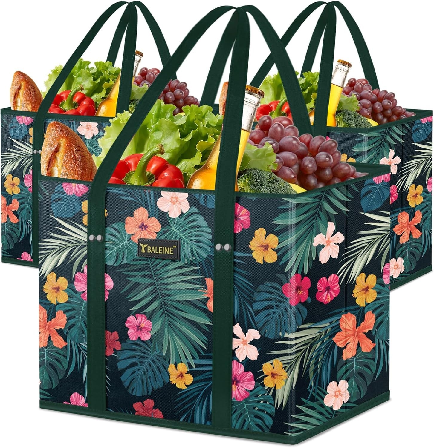 3Pk Reusable Grocery Bags, Foldable Shopping Bags for Groceries with Reinforc…
