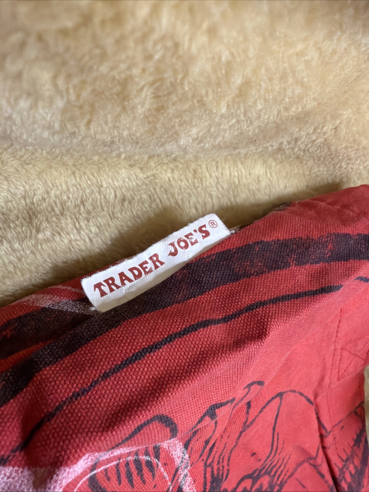 Vintage Trader Joe’s Made in USA Red Canvas Cheese Wine And Bread Tote Bag