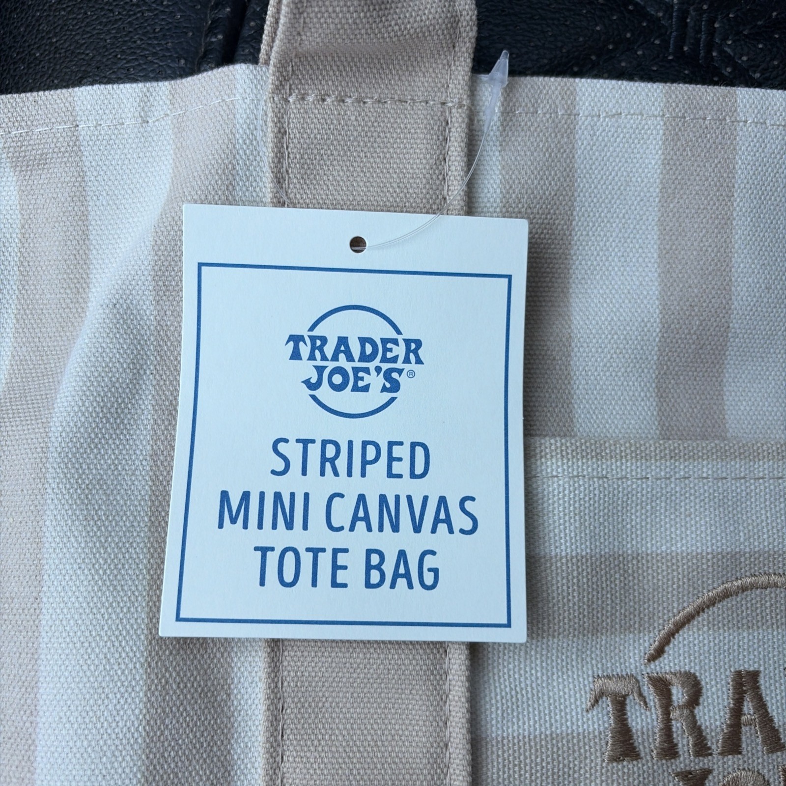 TRADER JOE’S MINI PASTEL STRIPE CANVAS TOTE BAGS SET Of 4 PINK BLUE GREEN BEIGE