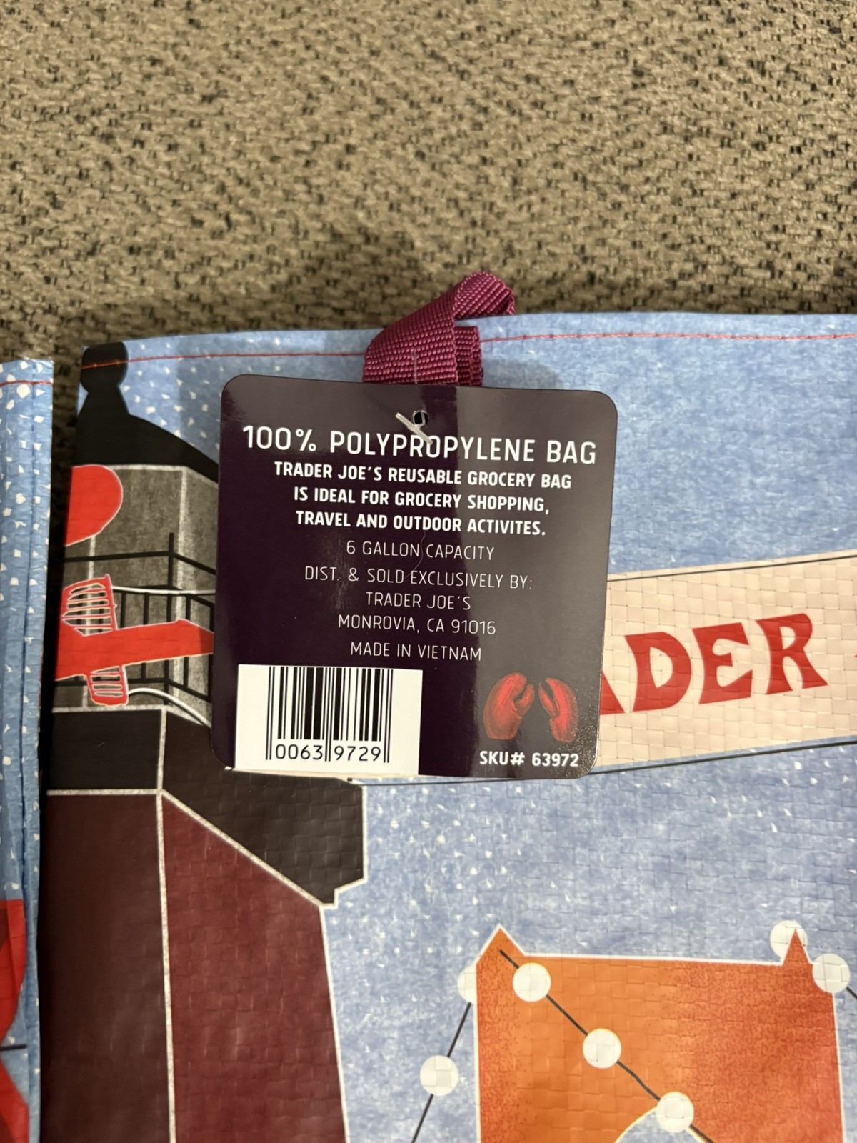 NWT Trader Joe’s Rhode Island Reusable Grocery Tote Bag Set of 3
