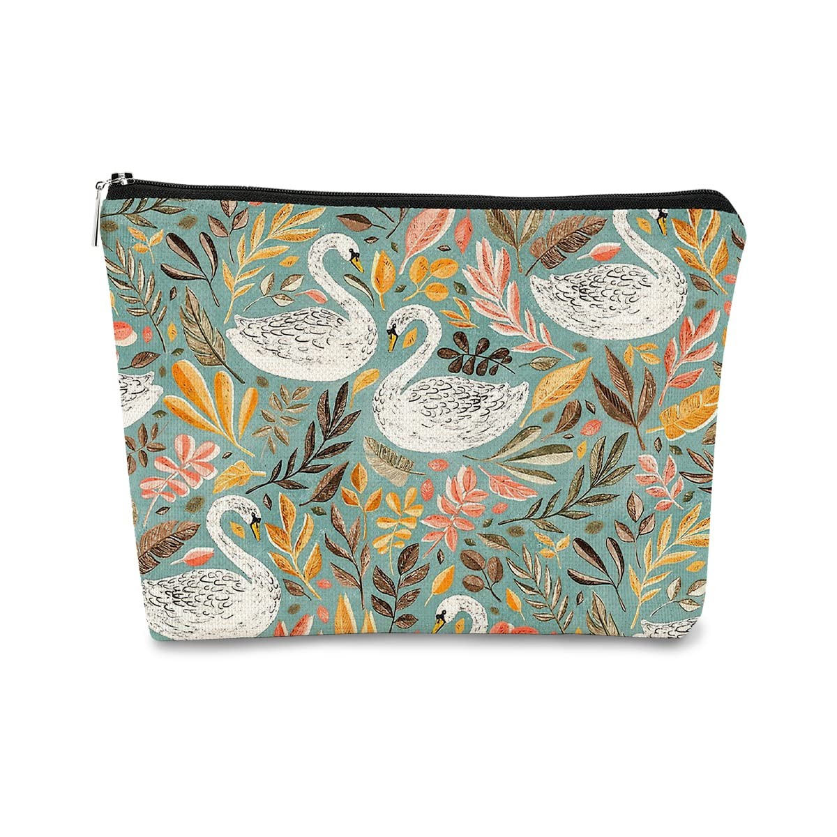 Turquoise Aesthetic White Swans 10 x 7.5 inches, Turquoise, Soft Sage Green