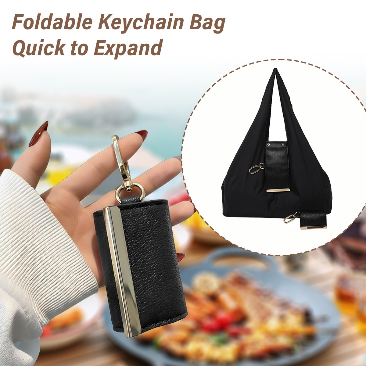 Reusable Mini Keychain Tote Bag Large Capacity Lightweight Foldable Shopping Bag