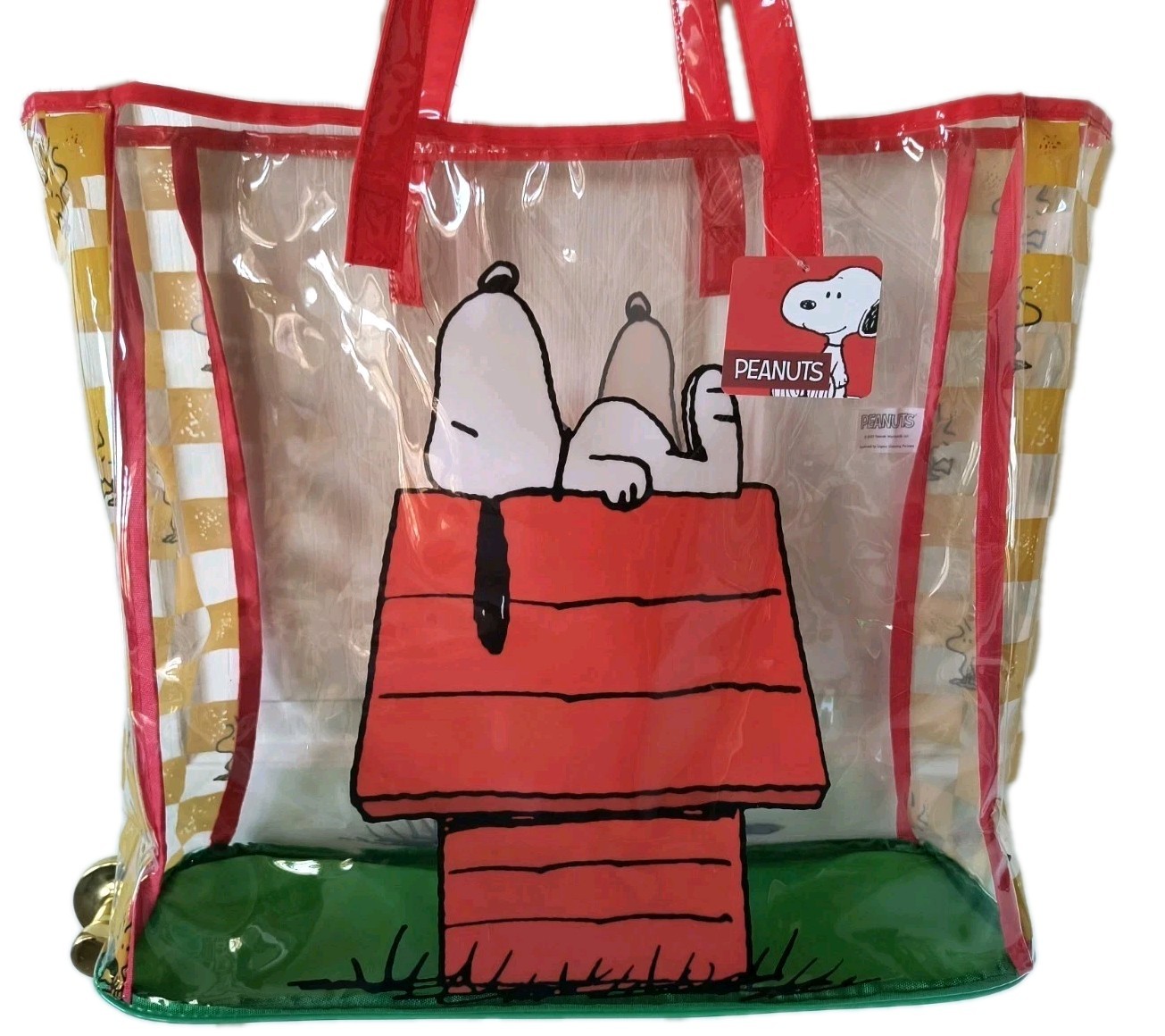 Peanuts SNOOPY & WOODSTOCK XL TRANSPARENT Reusable Tote/Shopping/Gift Bag🆓Ship!