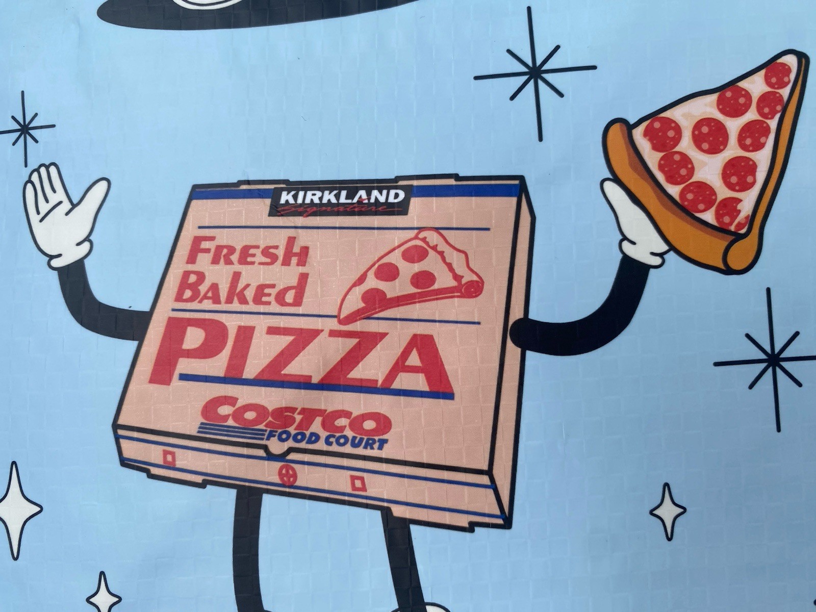 COSTCO Reusable Shopping Tote Bag 4-PACK Blue Pizza Bear Detergent Motif NEW