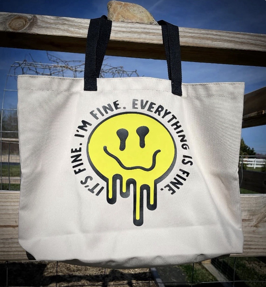 Foldable Canvas Pop Art Smiley Face Reusable Shopping Bag, Beige Yellow Black