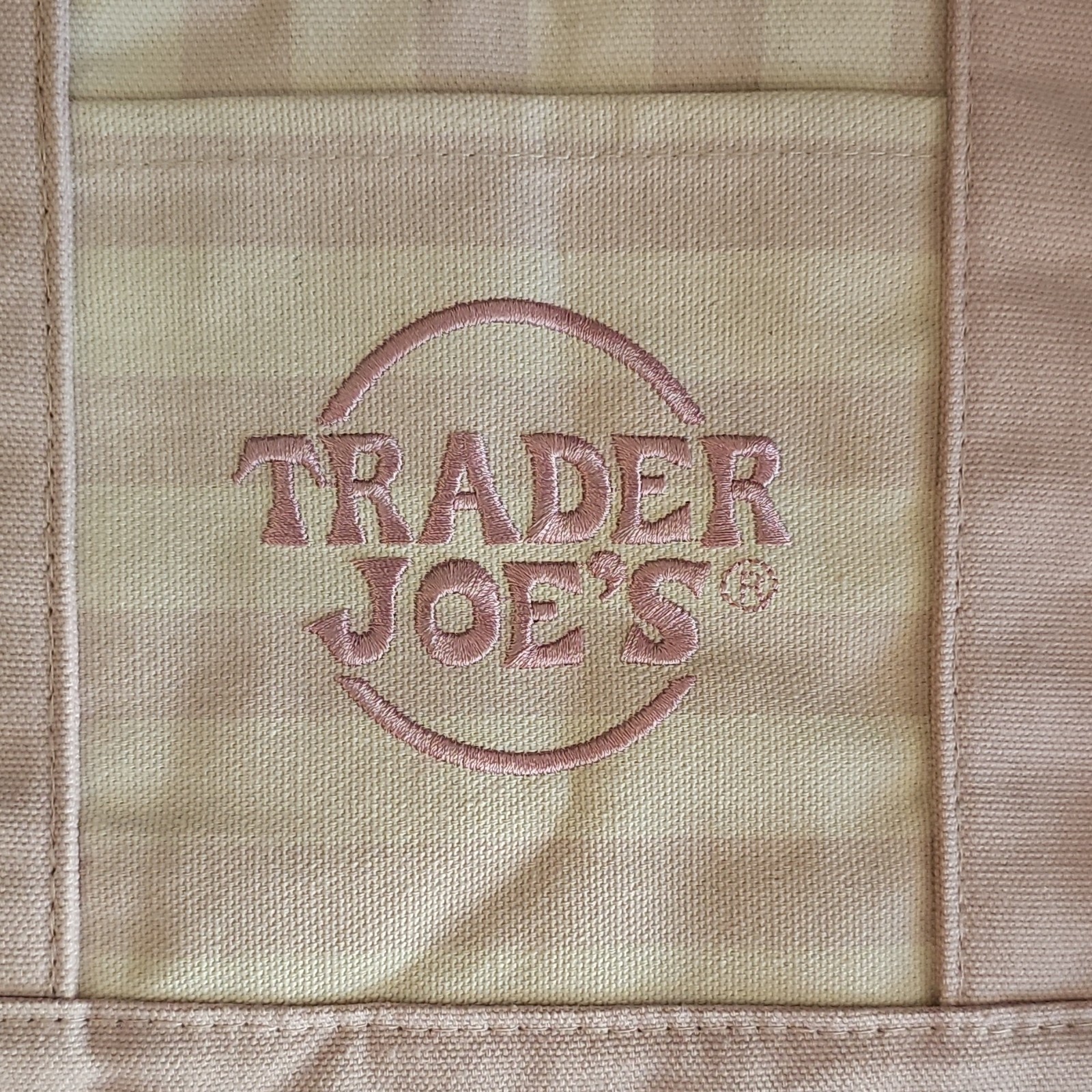 Trader Joe’s Striped Mini Canvas Tote Bag Beige/Pink 13x10x10 in