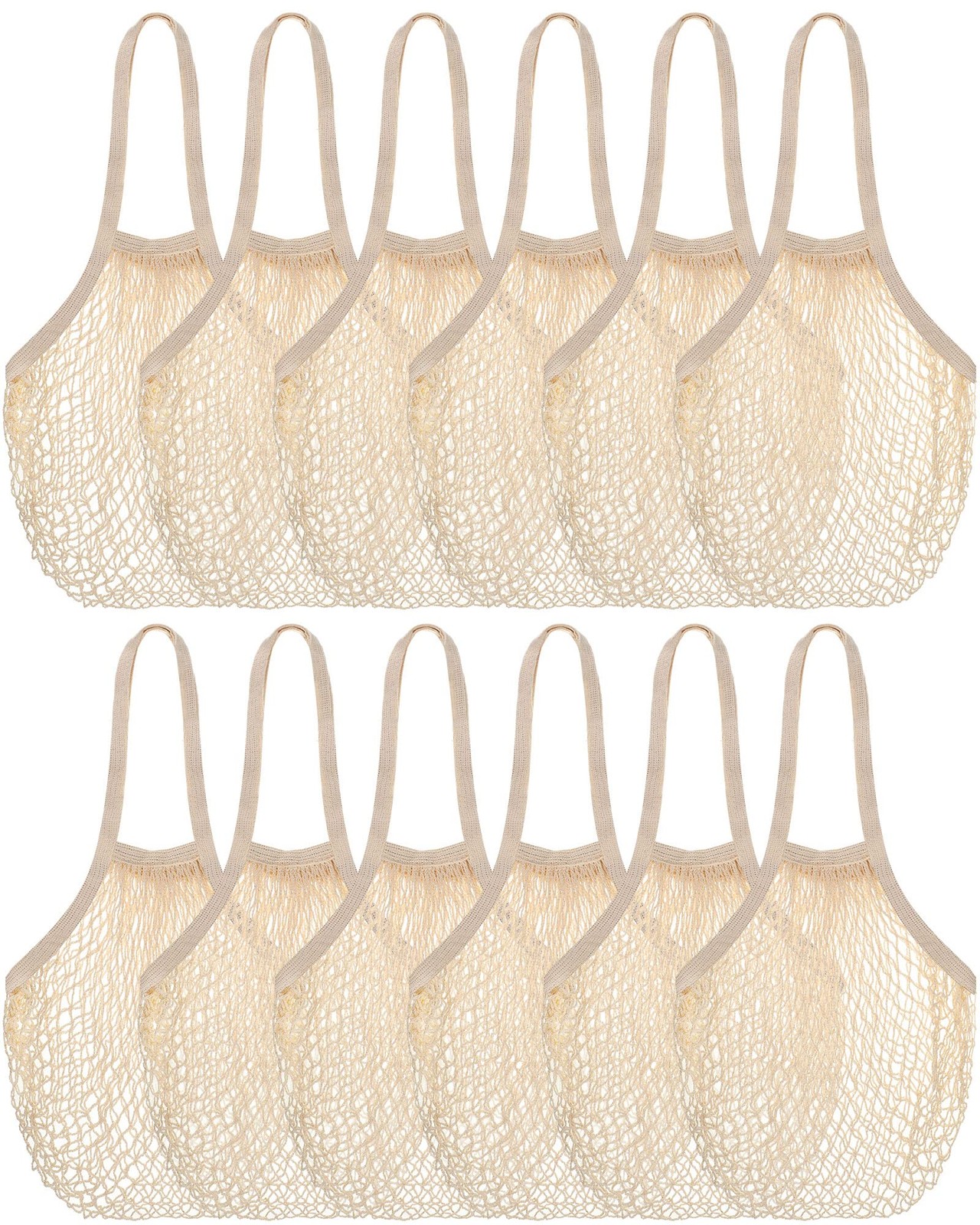 Eccliy 12 Pcs Reusable Cotton Mesh Grocery Bag Washable String Bag Farmers Ma…