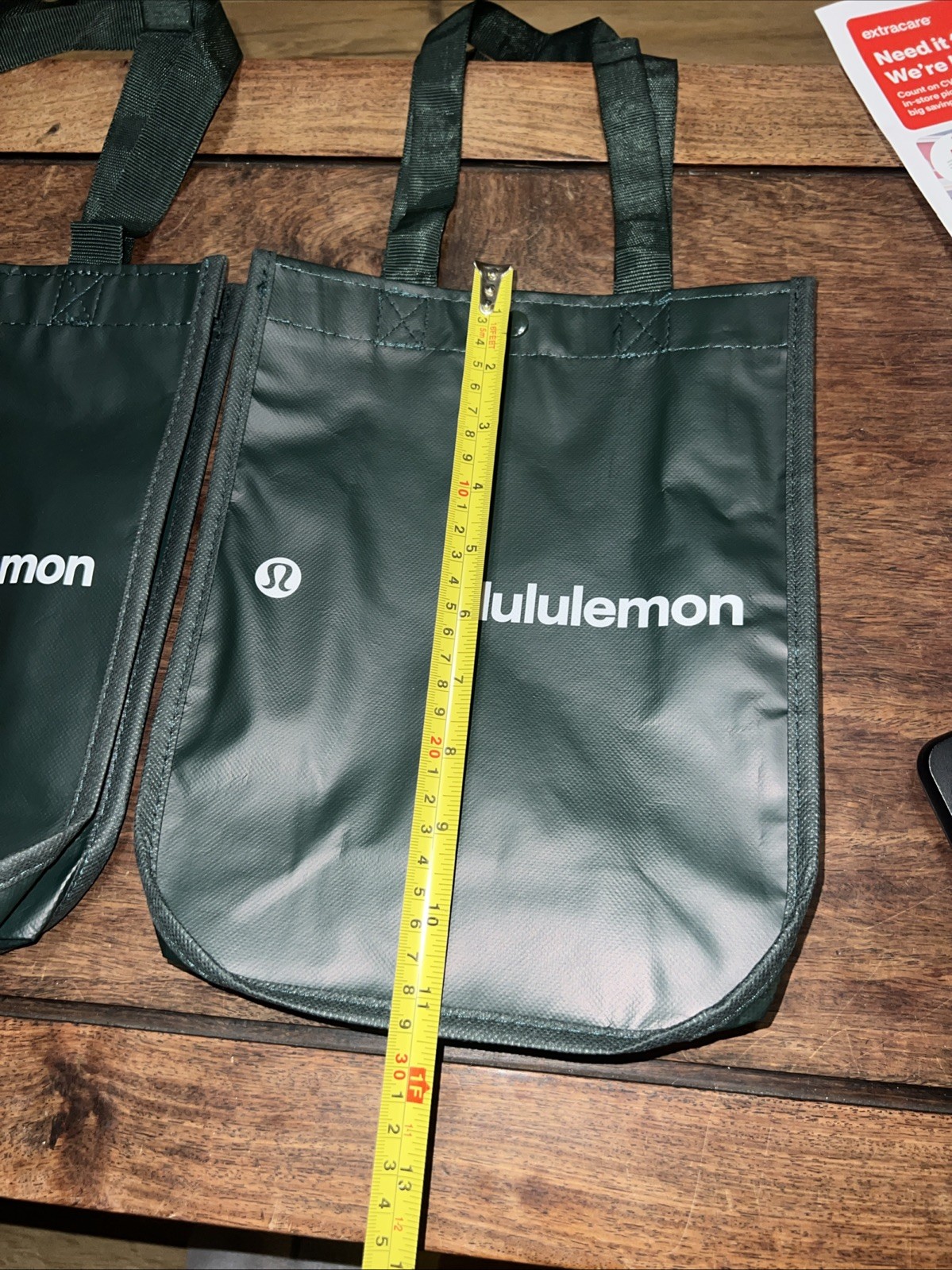 Lululemon Reusable Shopping Tote Bag Medium Forest Green Lot Of 2