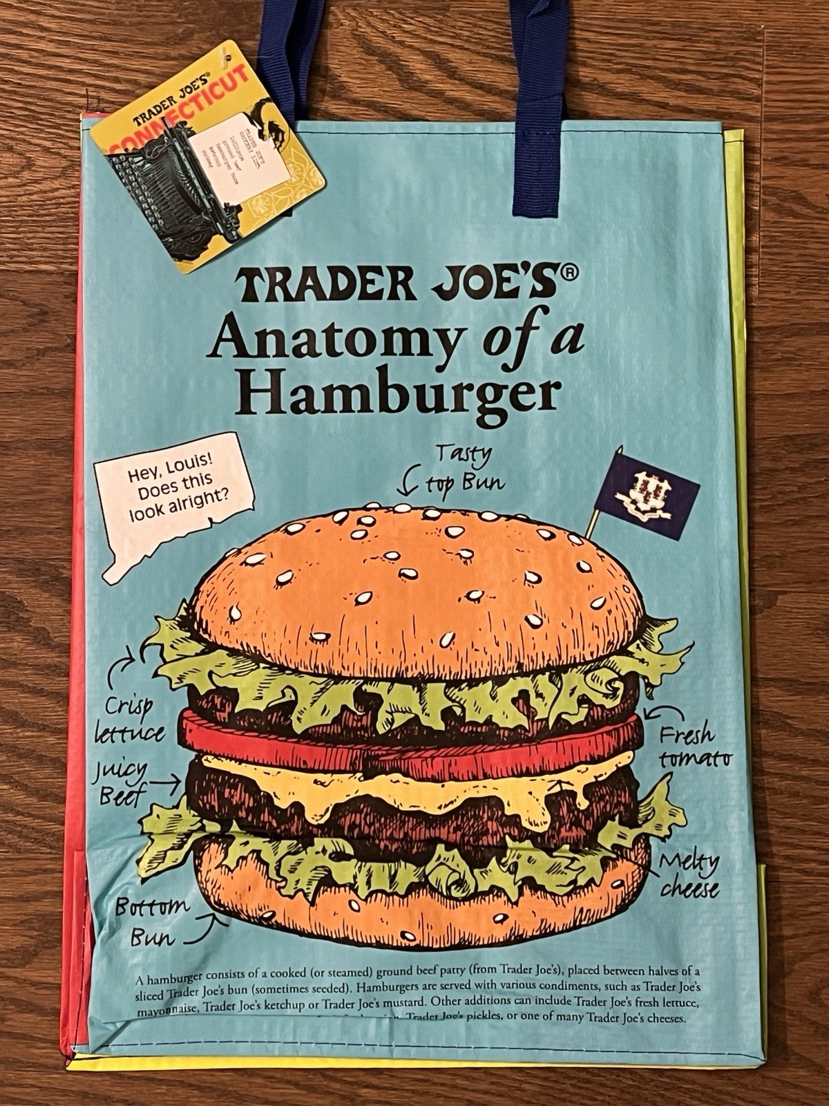 Trader Joe’s Reusable Connecticut State/Region Tote Reusable Bag 6 Gal