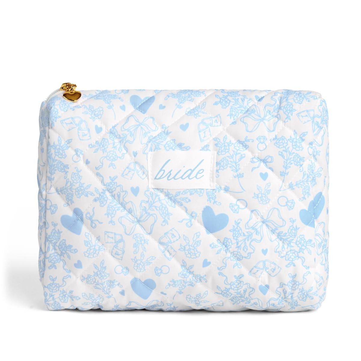 xo, Fetti Bride Cosmetic Bag – Quilted, Medium (10 x 3 x 7 inches), Black