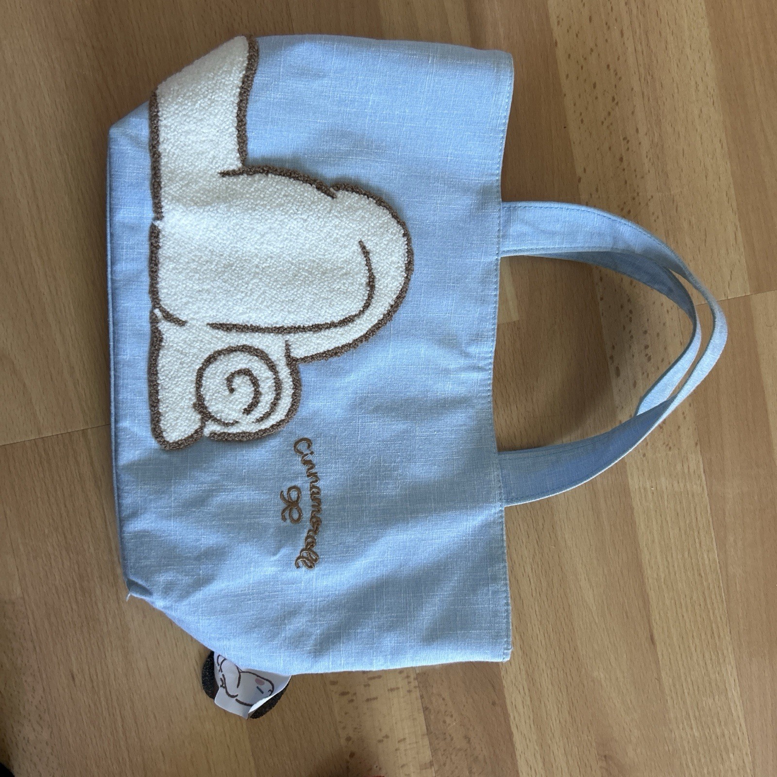 Rare “Cinnamon” Sanrio Light Blue Small Tote Bag w/ Inner Pockets, Zip Pocket