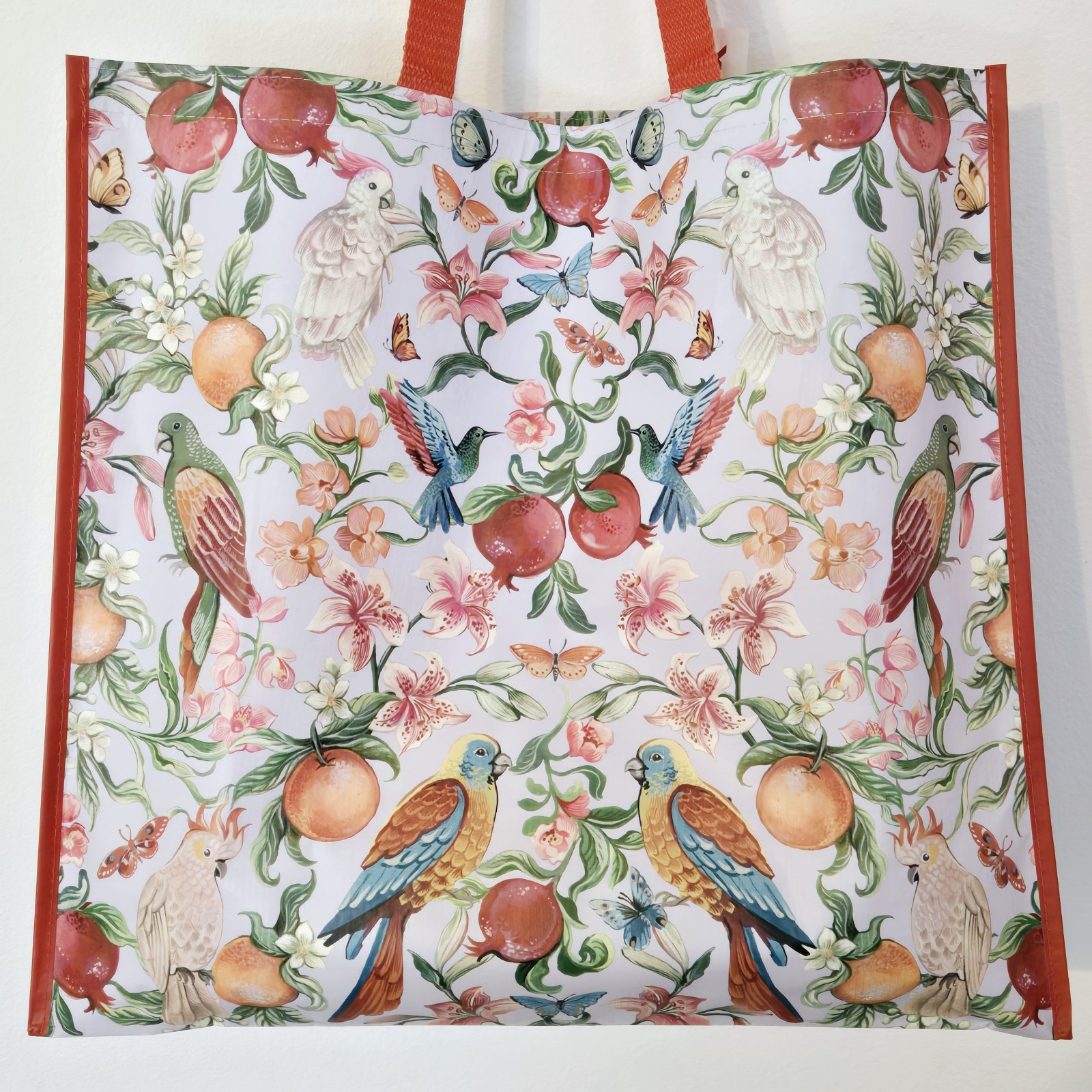 Shopping Bag Exotic Tropical Birds Fruit Flowers Reusable TJMaxx TJ Maxx New!