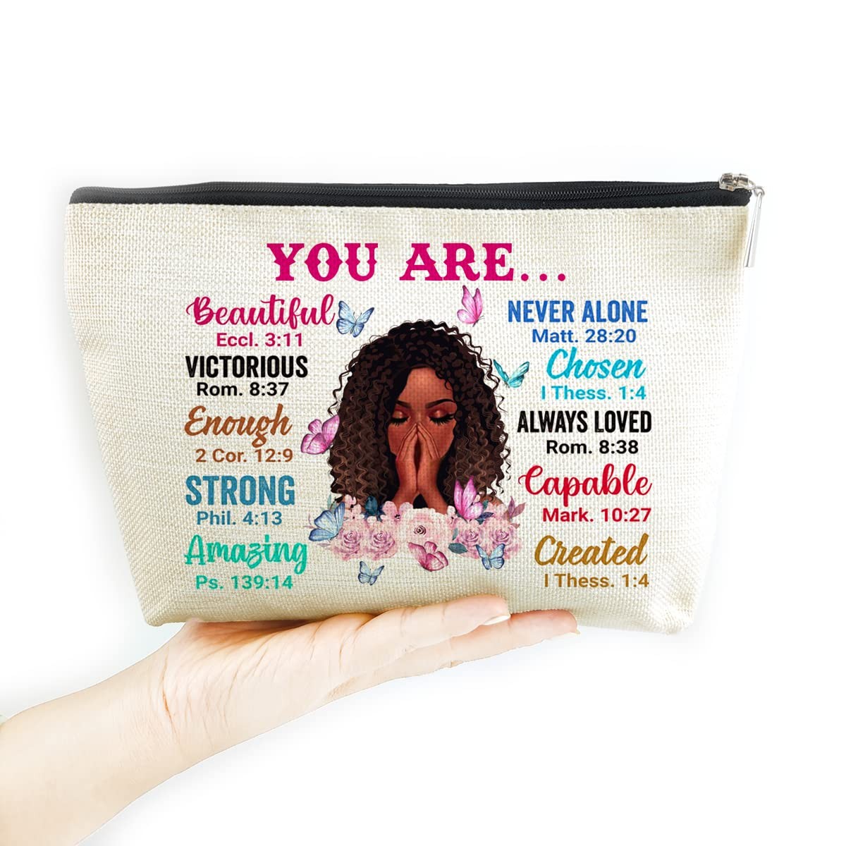 LANBAIHE African American Cosmetic Bag Gift – You are Unique Special beige