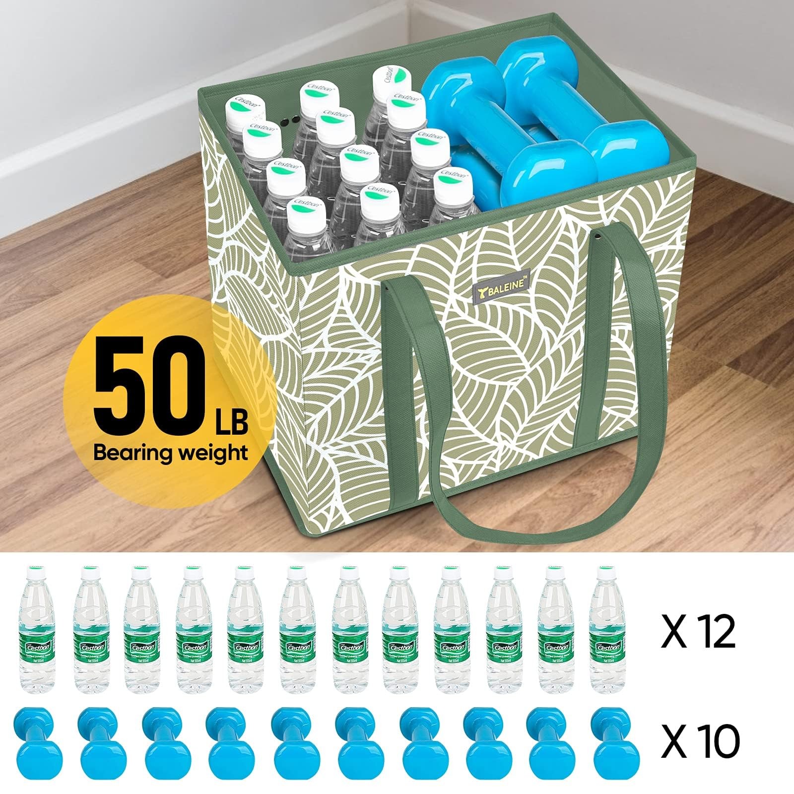 BALEINE 3Pk Reusable Grocery Bags, Foldable Shopping Bags for Groceries with …