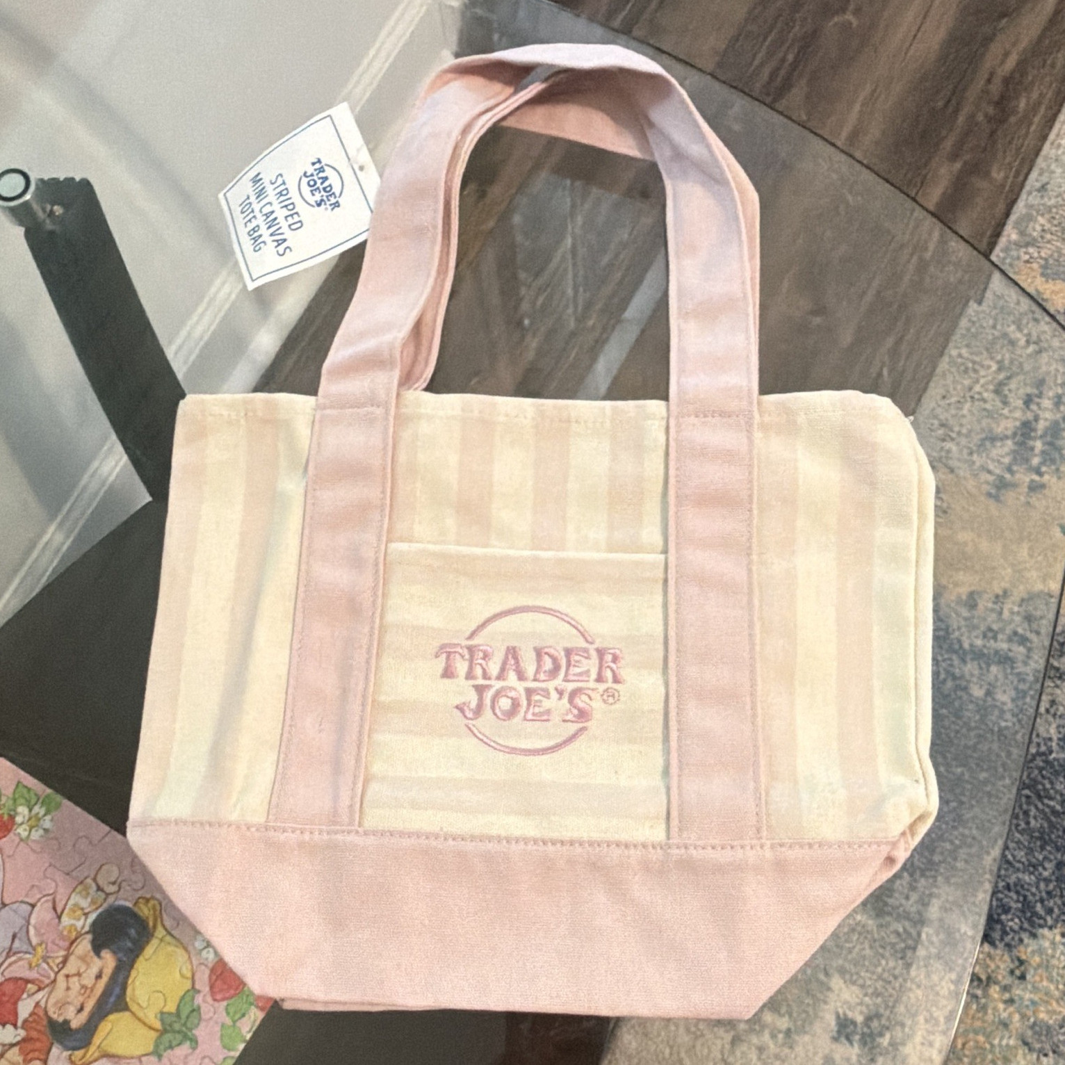 Trader Joe’s Canvas Striped Multicolor Medium Tote Bag 13x6x10 in New