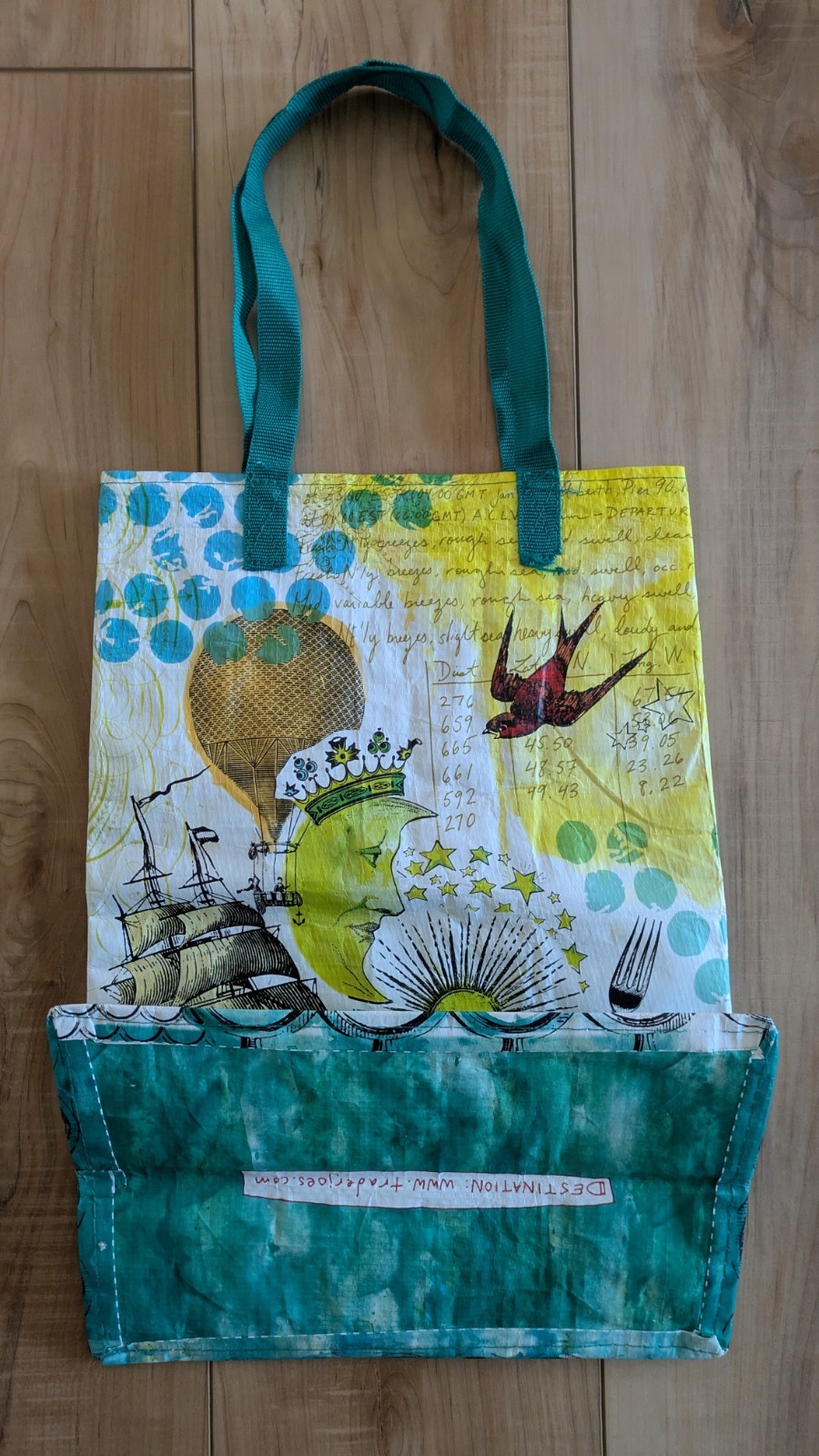 Trader Joe’s VINTAGE Reusable Shopping Bag Tote Map Crab Pineapple Moon Balloon