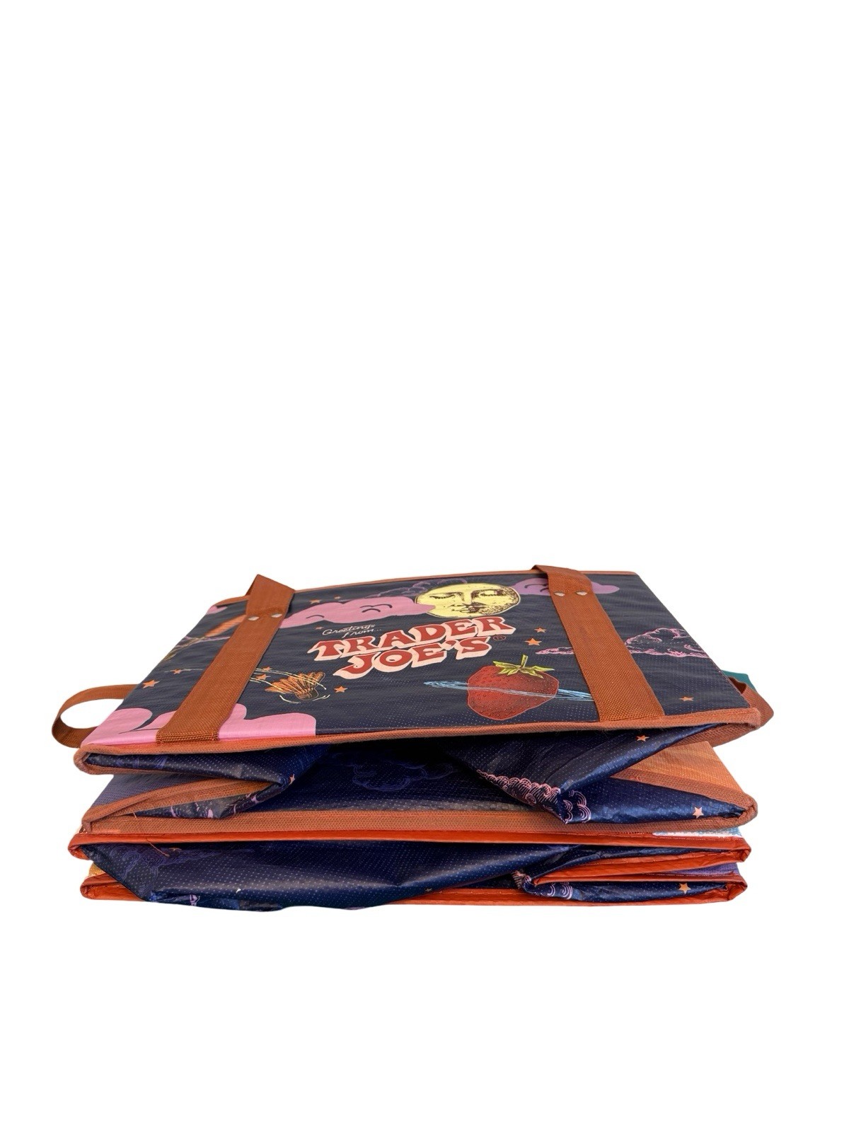 Trader Joe’s Reusable Grocery Shopping Tote Bag Set of 2 Foldable Space Celestia