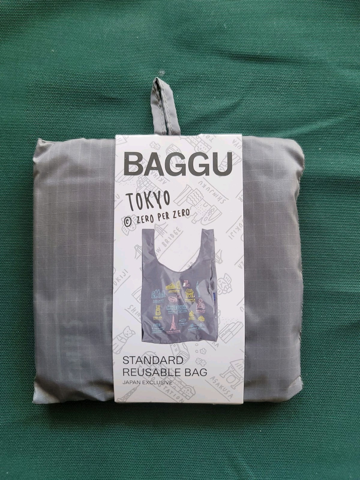 BAGGU Tokyo Map Standard Reusable Shopping Bag Gray Nylon Japan Exclusive