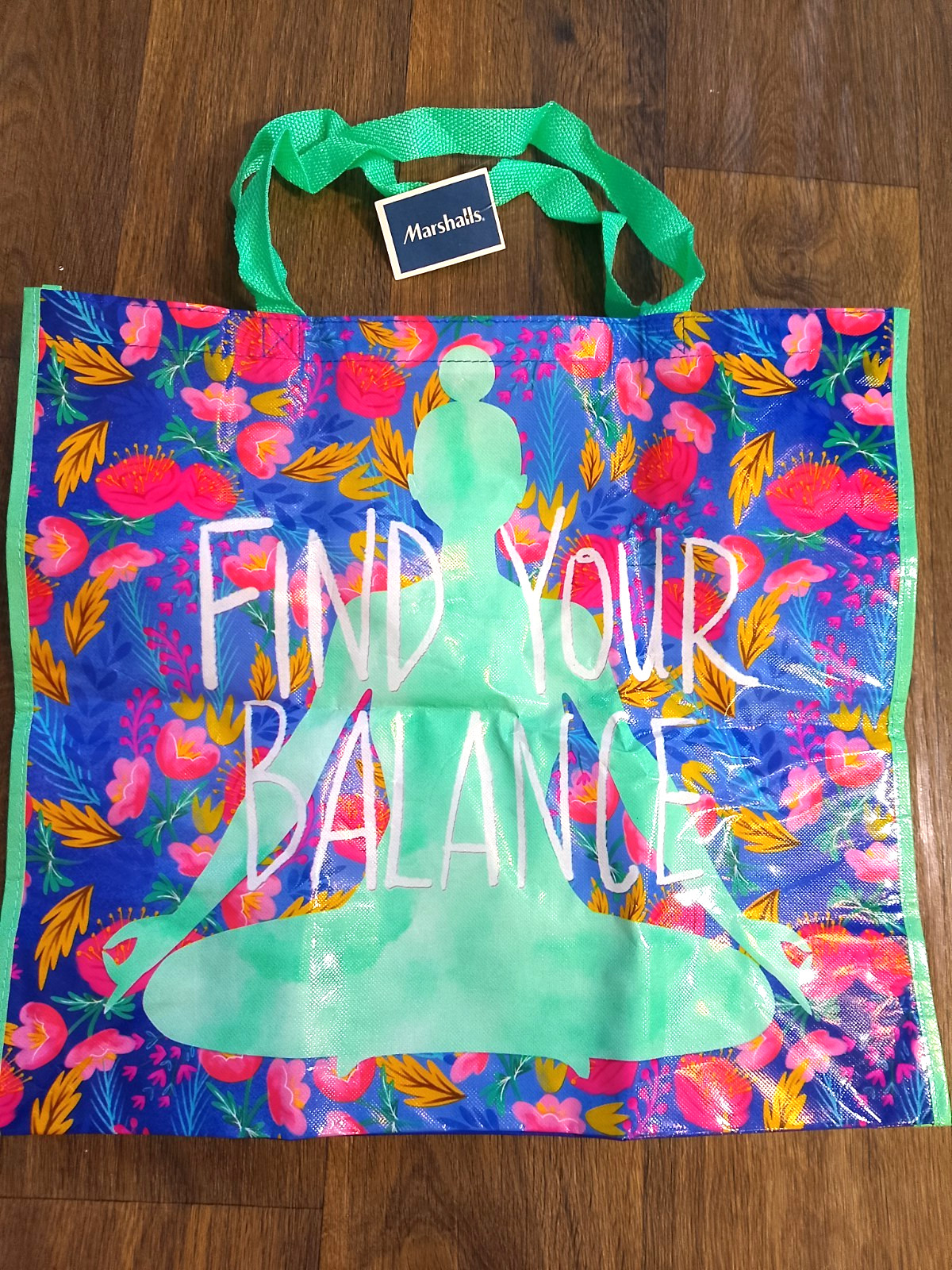Marshalls “Find your balance” reuseable shopping tote 19x7x7.5 inches