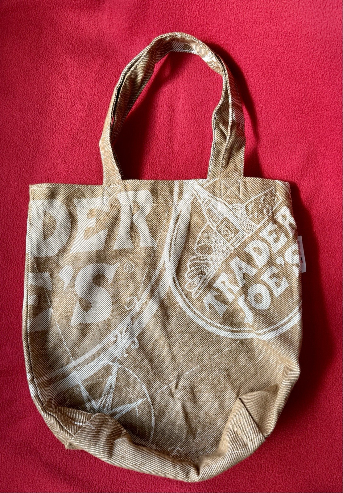 Trader Joe’s Very Rare Double Handle Canvas Logo Tan Tote Bag New Without Tags