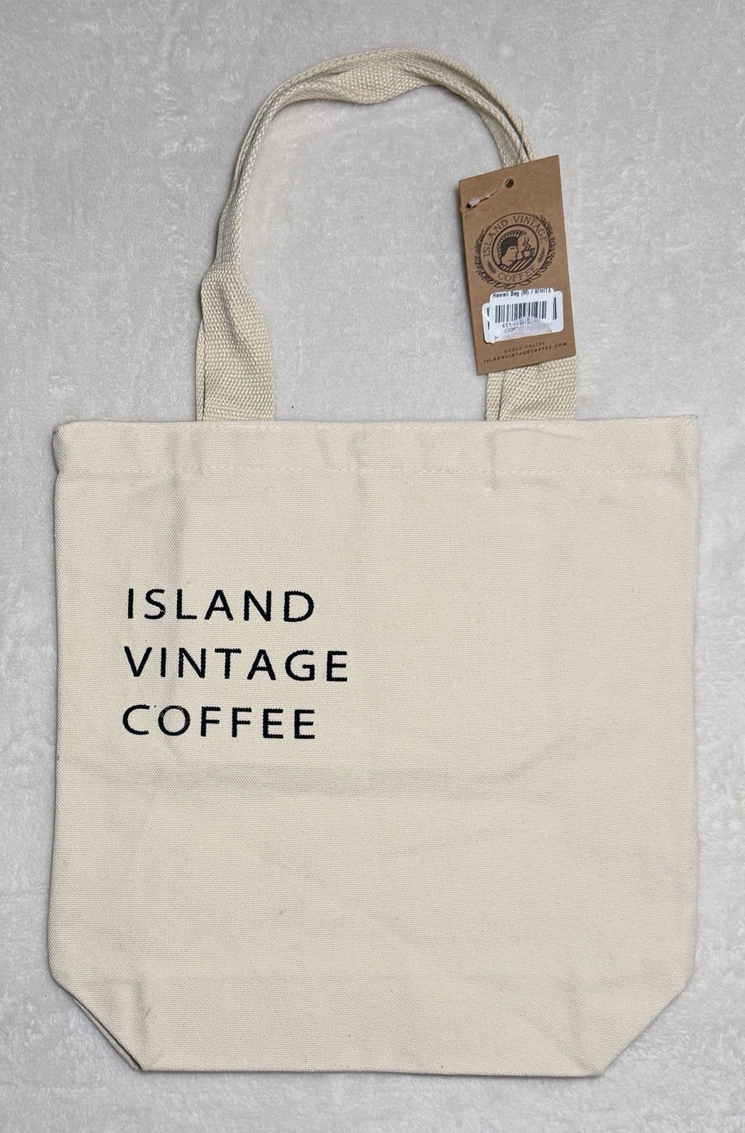 Hawaii Island Vintage Coffee Beige Canvas Foldable Reusable Shopping Bag Tote